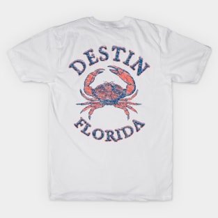 Destin, Florida, with Stone Crab on Wind Rose (Two-Sided) T-Shirt